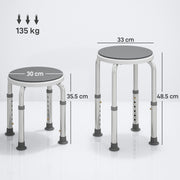 Height Adjustable Swivel Shower Chair With Non Slip Feet For Elderly And Disabled, Grey Homcom