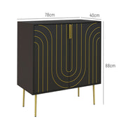 Art Deco Style Sideboard with Adjustable Shelf Ideal for Dining or Living Room Black Gold