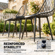 3pc Bistro Set for Small Balconies with Weatherproof Metal Frame and Mesh Chairs, Black Outsunny