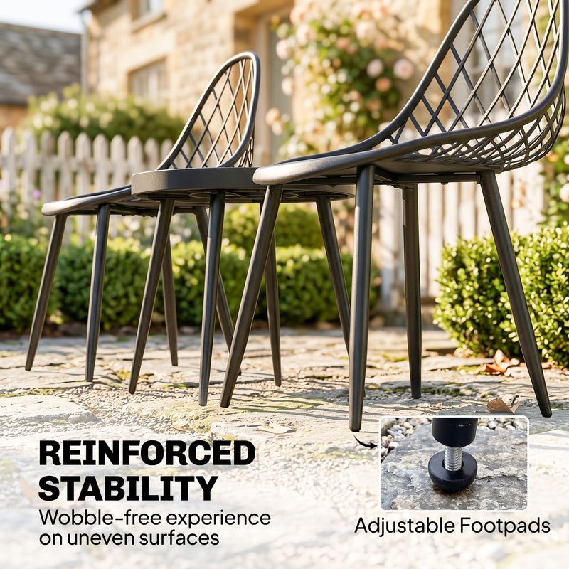 3pc Bistro Set for Small Balconies with Weatherproof Metal Frame and Mesh Chairs, Black Outsunny