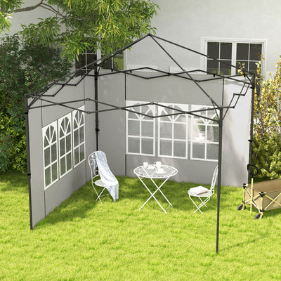 White Gazebo Side Panels With Windows 2 Pack For 3x3m Or 3x6m Garden Canopy Shelter