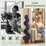 Artificial Spiral Topiary Trees Set of 2 for Easy Outdoor Colour and No Maintenance Purple Homcom