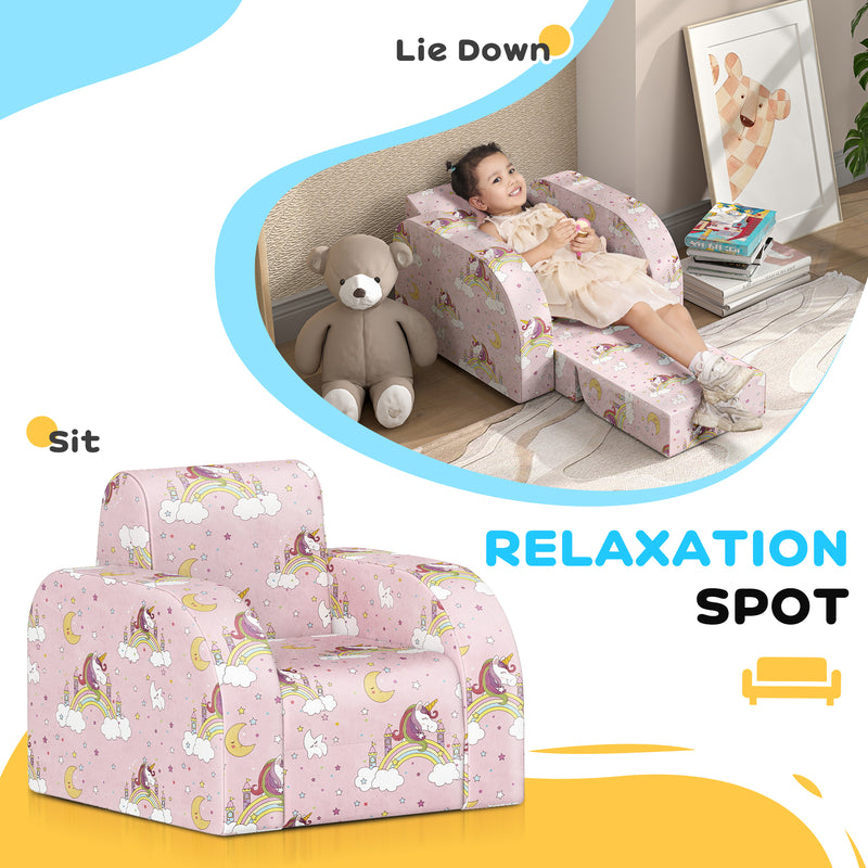 Foldable Toddler Snuggle Chair with Soft Sponge Seat for Bedroom or Playroom Use, Pink