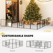 12 Panel Heavy Duty Dog Playpen with Doors for Small Dogs 60 cm High Black by PawHut