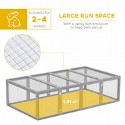 Grey 6ft Wooden Rabbit Hutch with Wire Mesh Openable Roof and Outdoor Play Space by PawHut
