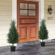 Set of 2 Artificial Cypress Trees 90cm UV Resistant with Pots for Indoor Outdoor Decor