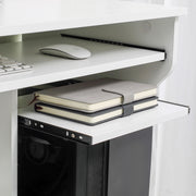 White Compact Work Desk with Multi Storage and Wheels by HOMCOM