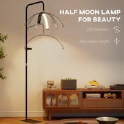 Dimmable Half Moon Floor Lamp With Phone Holder For Beauty Treatments Black AOSOM