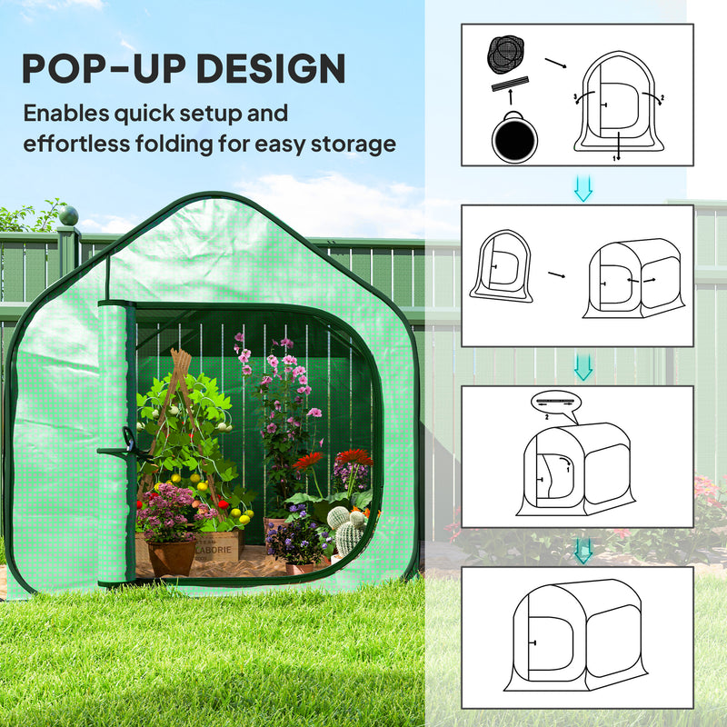 Mini Pop Up Greenhouse 150x148cm for Hassle Free Growing by Outsunny