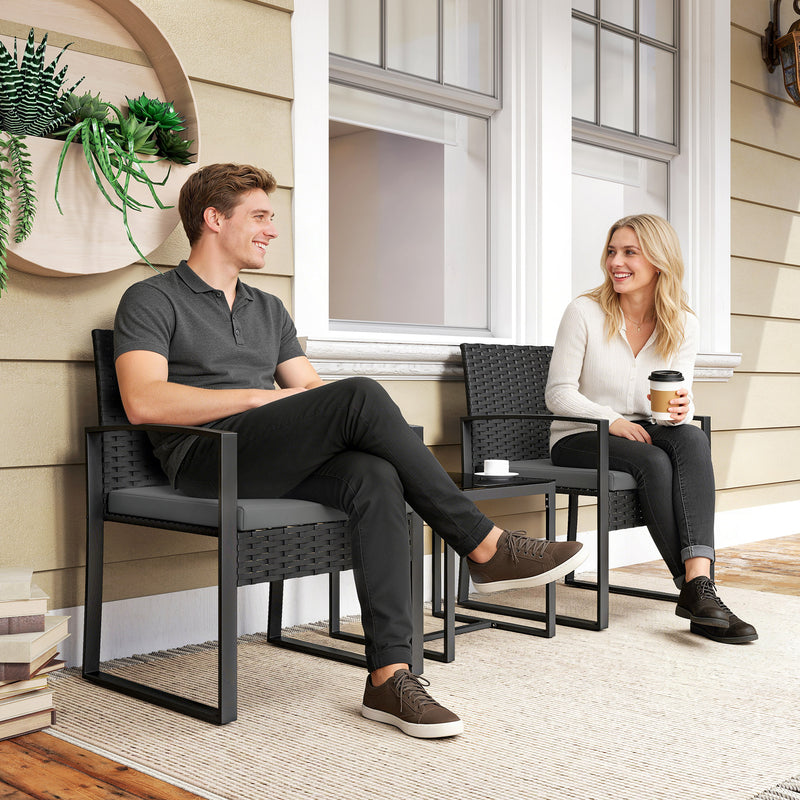Garden Bistro Set for Small Balconies with Cushioned Chairs and Table