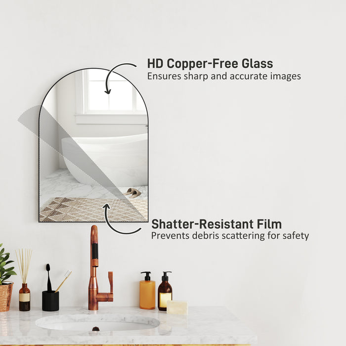 Black Arched Wall Mirror 50 x 70cm for Home or Bathroom by HOMCOM