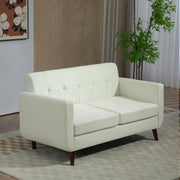 Cream Two Seater Linen Look Sofa Comfortable and Stylish Seating by HOMCOM