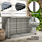 Light Grey Rattan Side Table with 90 x 50cm Glass Top for Garden or Patio by Outsunny