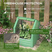 Raised Garden Planter Bed with Mini Greenhouse for Vegetables and Herbs Green and Silver AOSOM