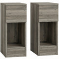 Bedside Tables Set of 2 Slim Storage Drawers for Small Bedrooms or Living Rooms Grey AOSOM