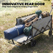Folding Camping Trolley for Easy Gear Transport with Adjustable Handle Black Grey Outsunny