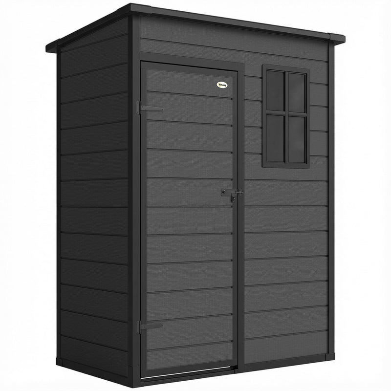 Outdoor Storage Shed for Secure Garden Tool Organisation with Window and Lock Dark Grey