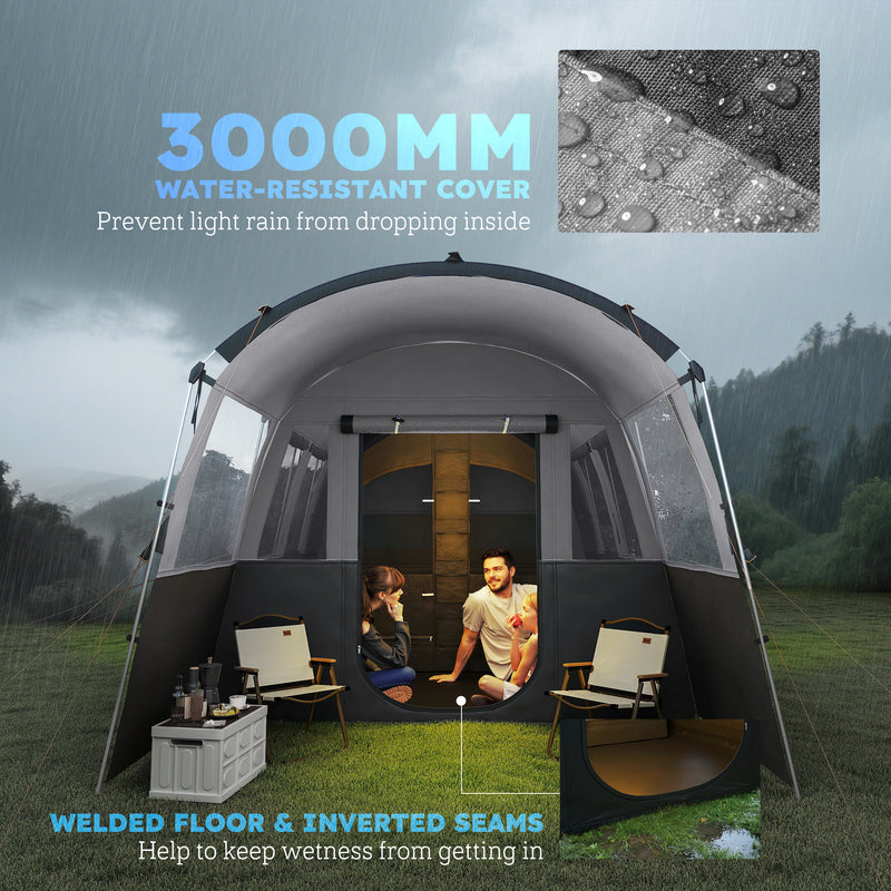 8 Person Family Camping Tent with Removable Rooms and Weather Resistant Shelter Dark Grey
