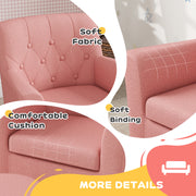 2 Piece Kids Sofa Set with Footrest for Bedroom or Playroom Supportive Design, Pink