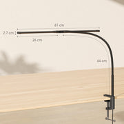 Black LED Clamp Desk Lamp With Double Head And Gooseneck For Office Or Study Use AOSOM