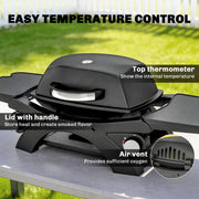 Portable 2 Burner Gas BBQ with Side Tables for Small Gardens and Camping Black Outsunny