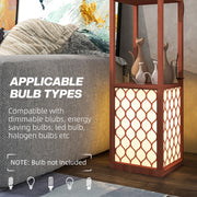 Brown Duo Light Floor Lamp with Storage Shelves Ideal for Living Rooms by HOMCOM