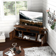 Rustic Brown TV Unit Cabinet for TVs up to 55 Inches with Storage Shelves and Cupboard by HOMCOM