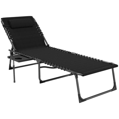Five Position Reclining Sun Lounger Black Adjustable Garden Chair by Outsunny