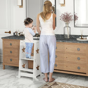 White 2-in-1 Toddler Step Stool with Safety Rail for Kitchen and Bathroom by AIYAPLAY