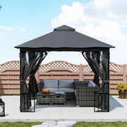 Dark Grey 3 x 3m Garden Gazebo Outdoor Canopy with Netting and Metal Frame by Outsunny