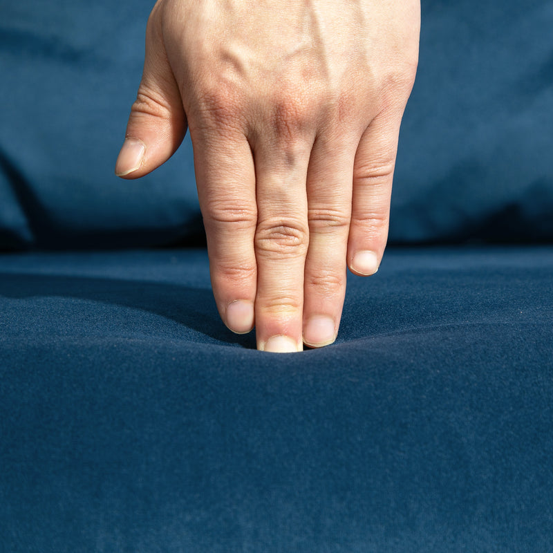 4 in 1 Velvet Touch Double Sofa Bed With Cushions Converts to Lounger or Recliner Blue