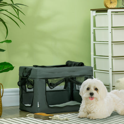 Portable Pet Carrier With Soft Cushion For Small Dogs Ideal For Travel, Grey