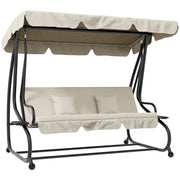 Cream Convertible 3 Seater Swing Chair Bed for Garden and Patio by Outsunny