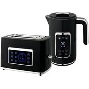 Touch Screen Kettle and Toaster Set With Fast Boil Function For Modern Kitchens Black