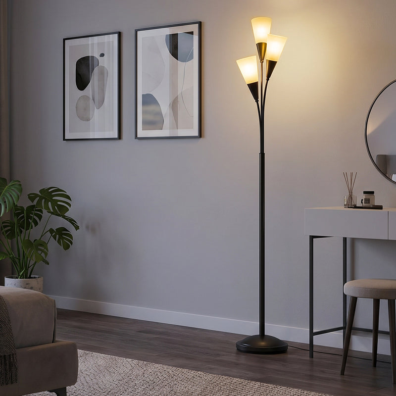 Floor Lamp with Foot Switch for Easy Room Lighting and Wide Coverage White Black