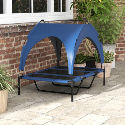 Elevated Cooling Dog Bed with Breathable Mesh for Large Pets Ideal for Summer Use Dark Blue