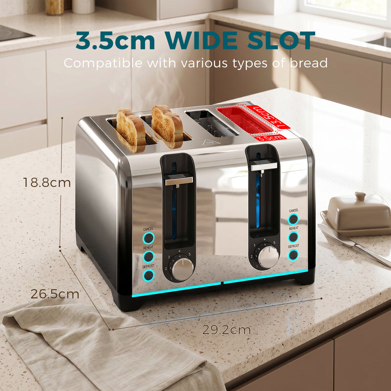 4 Slice Toaster for Quick Family Breakfasts with Wide Slots and Easy Clean Black