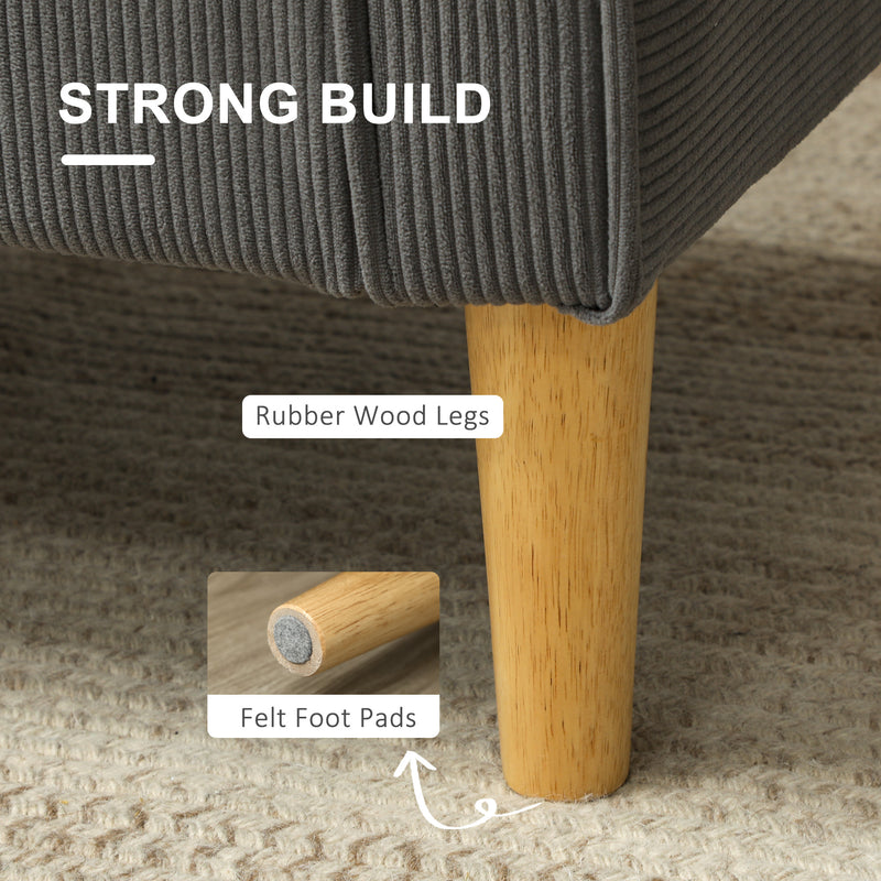 Grey Small Two Seater Corduroy Sofa Stylish and Comfortable by HOMCOM