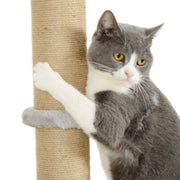 Light Grey 4 Piece Cat Wall Shelves with Scratching Post Ladder Steps and Toys for Indoor Cats by PawHut