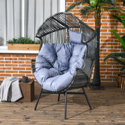 Grey Rattan Egg Chair with Cushioned Seat Ideal for Garden or Balcony Relaxation