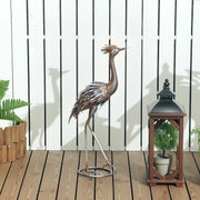 Heron Garden Statue Metal Standing Ornament with Stakes for Patio or Pond by Outsunny