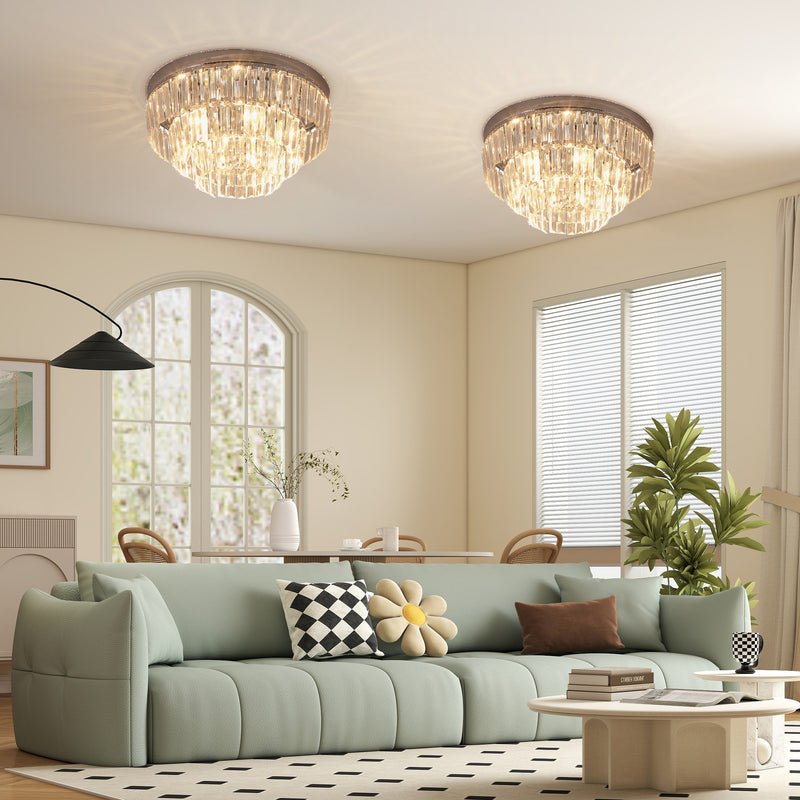 Crystal Ceiling Light Set for Brightening Hallways or Dining Rooms Silver