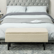 Cream 47L Teddy Fleece Storage Ottoman Soft Padded Seat by HOMCOM