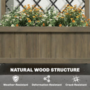 Wooden Planter with Metal Trellis and Wheels for Privacy and Climbing Plants Carbonised Finish Outsunny
