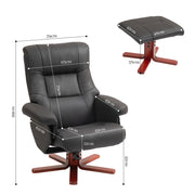 Black Faux Leather Manual Recliner Armchair with Matching Footstool Set by HOMCOM