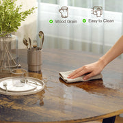 Round Dining Table with Sturdy Black Legs and Anti Slip Feet for Kitchen or Dining Room Rustic Brown