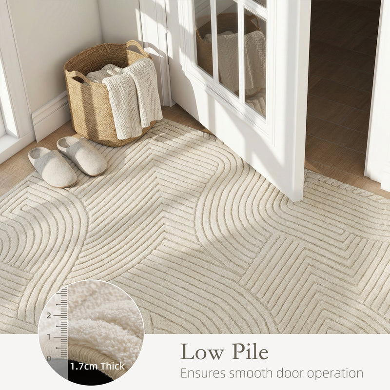 Living Room Rug with Thick Soft Pile and Slip Resistant Backing Cream AOSOM