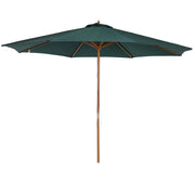 Dark Green 3m Wooden Garden Parasol With Pulley System For Stylish Patio Shade