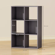 6 Cube Storage Bookshelf With Open Shelves Ideal For Home Or Office Use Grey