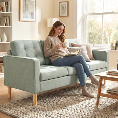 3 Seater Sofa with Hidden Storage for Small Living Rooms Light Grey AOSOM